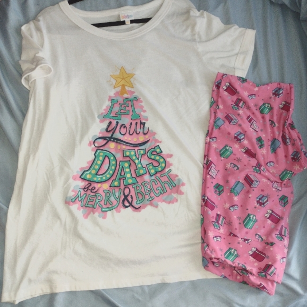 LuLaRoe 2 pc Christmas outfit 2x